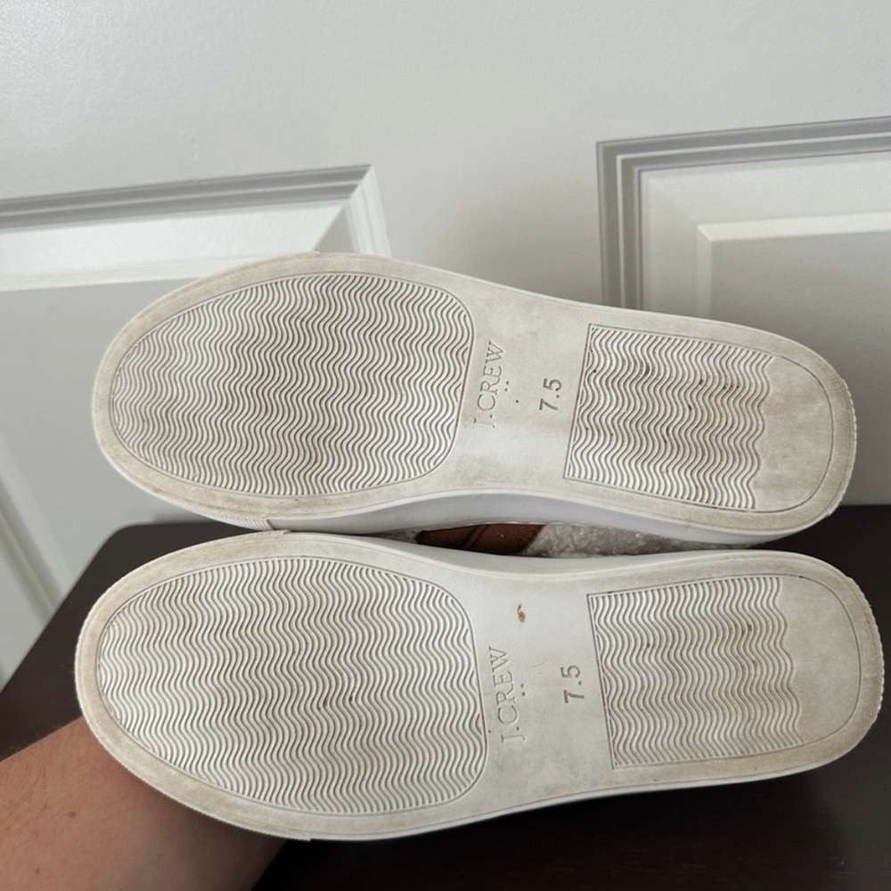 J. Crew Striped White Sherpa Road Trip Sneakers Womens Size 7.5 - Picture 6 of 9